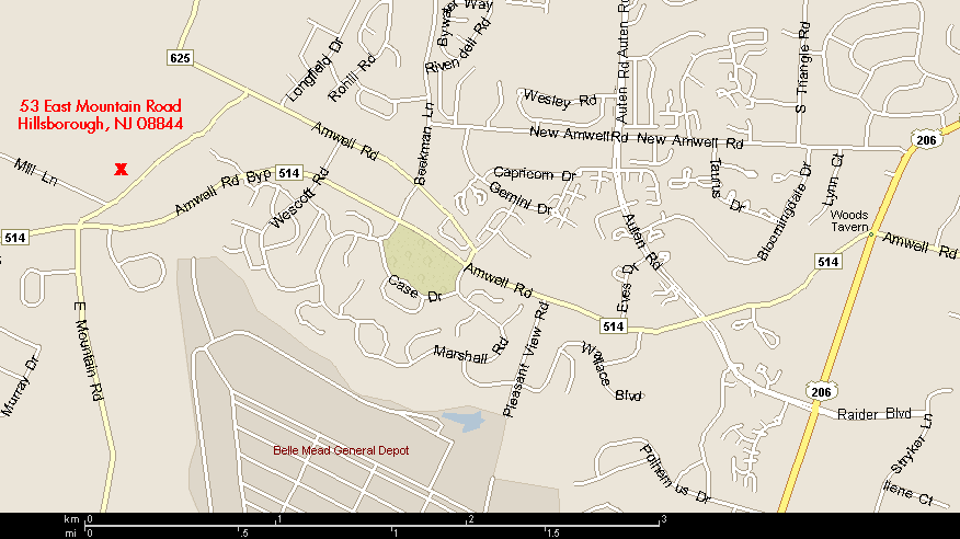 Map of 53 East Mountain Road, Hillsborough, NJ 08844